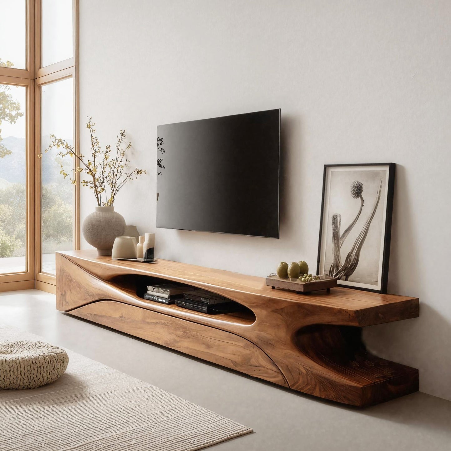 Modern Live Edge TV Console For Living Room