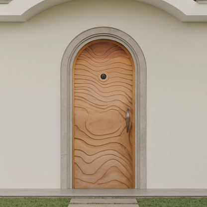 Modern Arched Front Door With Wave Pattern For Villa Or Architecture