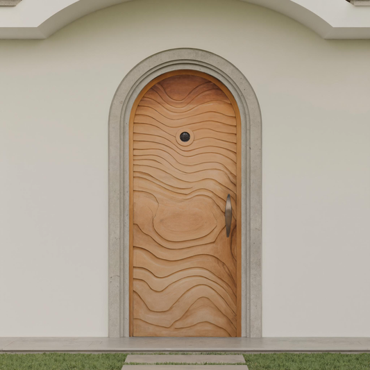 Modern Arched Front Door With Wave Pattern For Villa Or Architecture