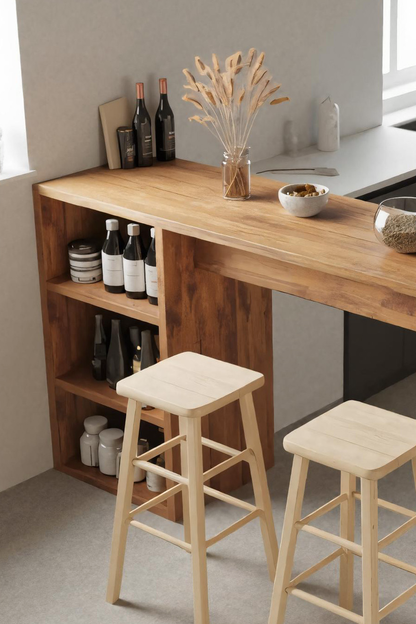 Warm Bar Table With Storage For Compact Kitchen
