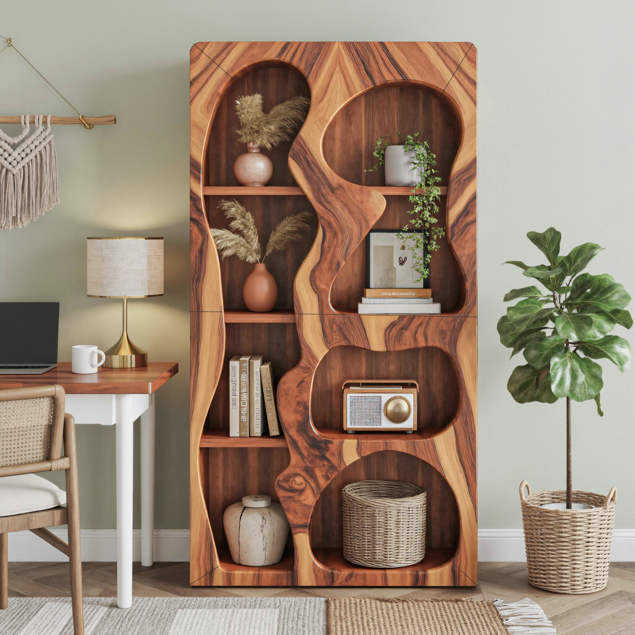Organic Sculptural Bookshelf For Living Room Or Office