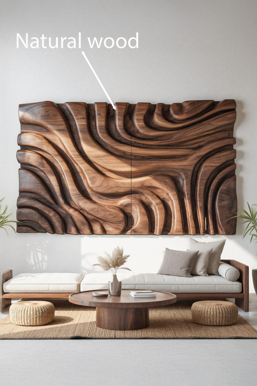 Contemporary Sculptural Wall Art With Bold Carved Layers For Bedroom