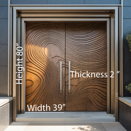 Modern Sculptural Double Front Door With Contour Design For Villa