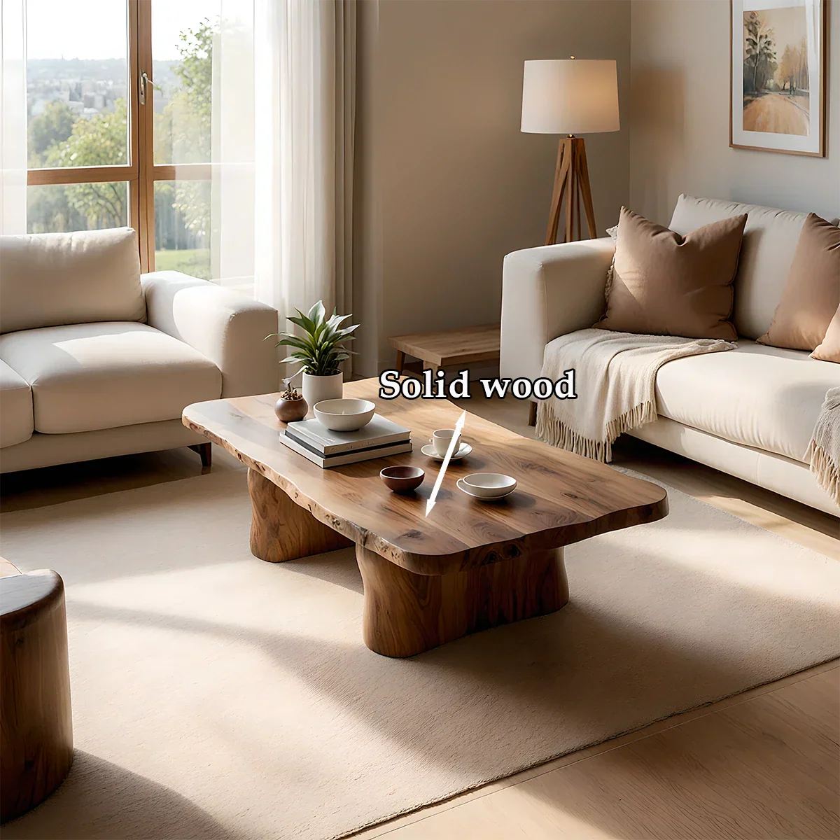 Walnut table with organic wood silhouette