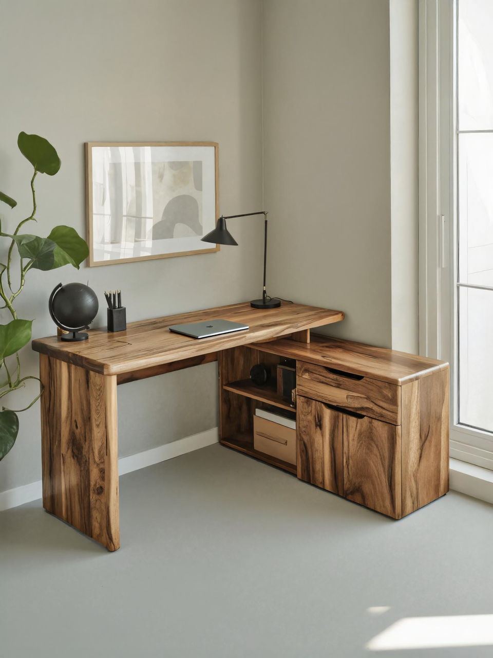Contemporary L Shaped Desk With Drawers For Home Office