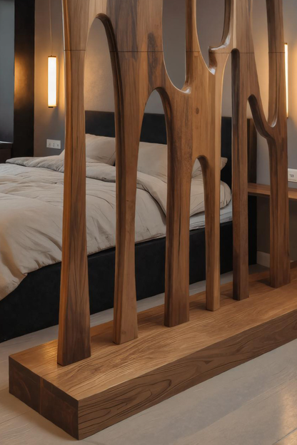 Modern Sculptural Room Divider With Artistic Carved For Bedroom