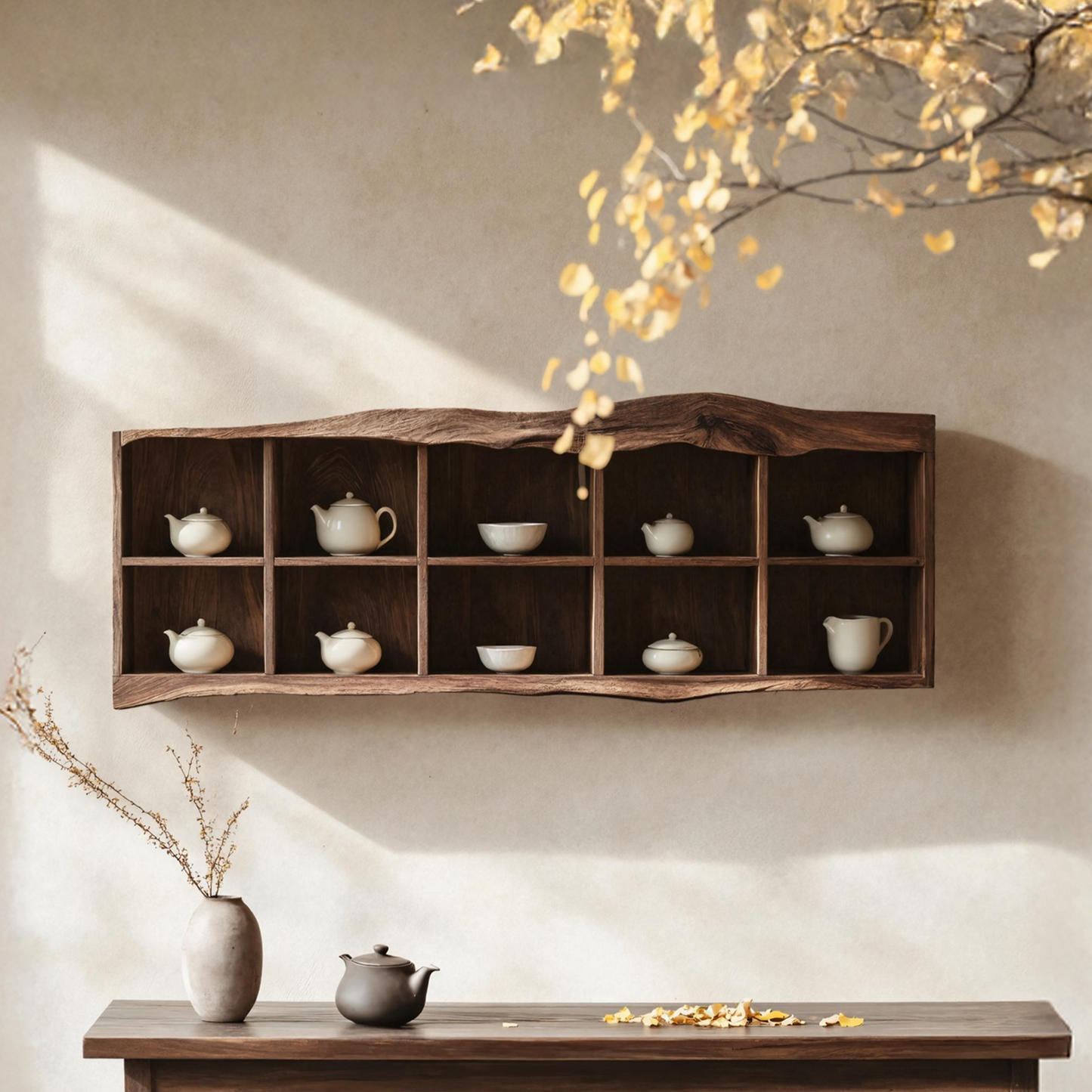 Handcrafted Live Edge Floating Shelf For Living Room Use