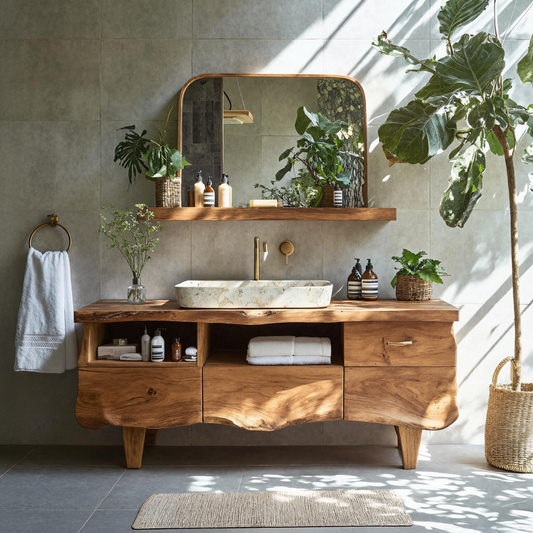 Farmhouse Wooden Vanity For Bathroom Interior Design