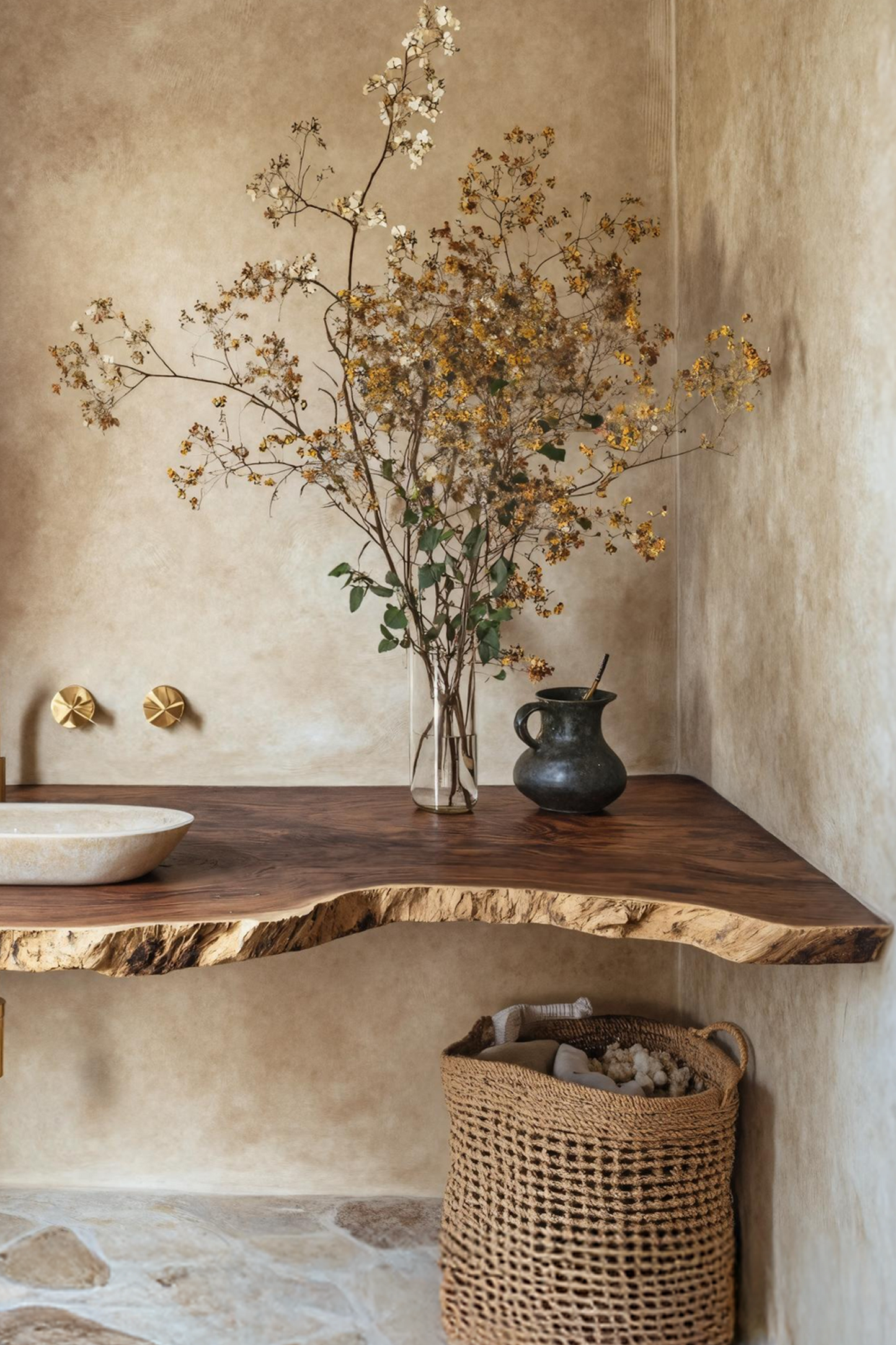 Mid Century Bathroom Vanity In Solid Wood Finish