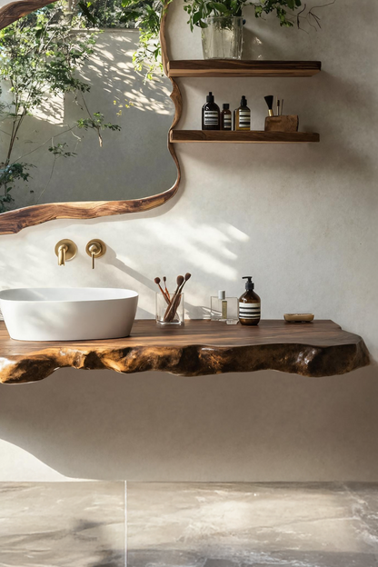 Farmhouse Bathroom Vanity In Solid Oak Wood Style