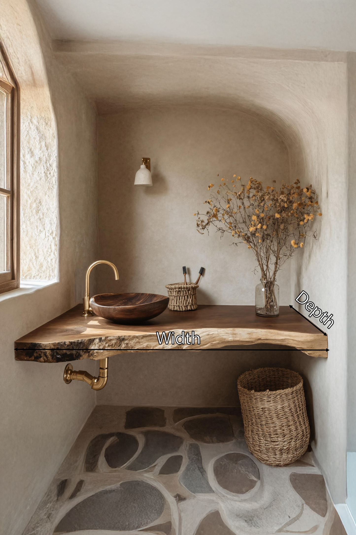 Solid Wood Floating Vanity For Farmhouse Bathroom