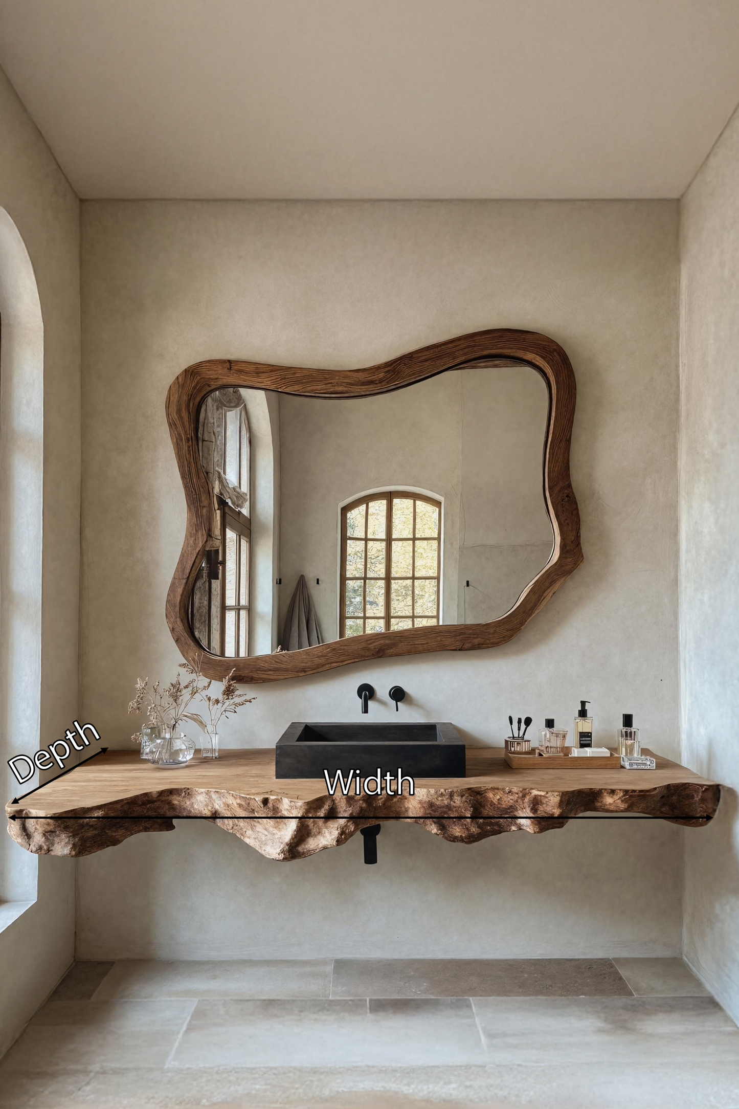 Live Edge Solid Wood Vanity For Rustic Bathroom