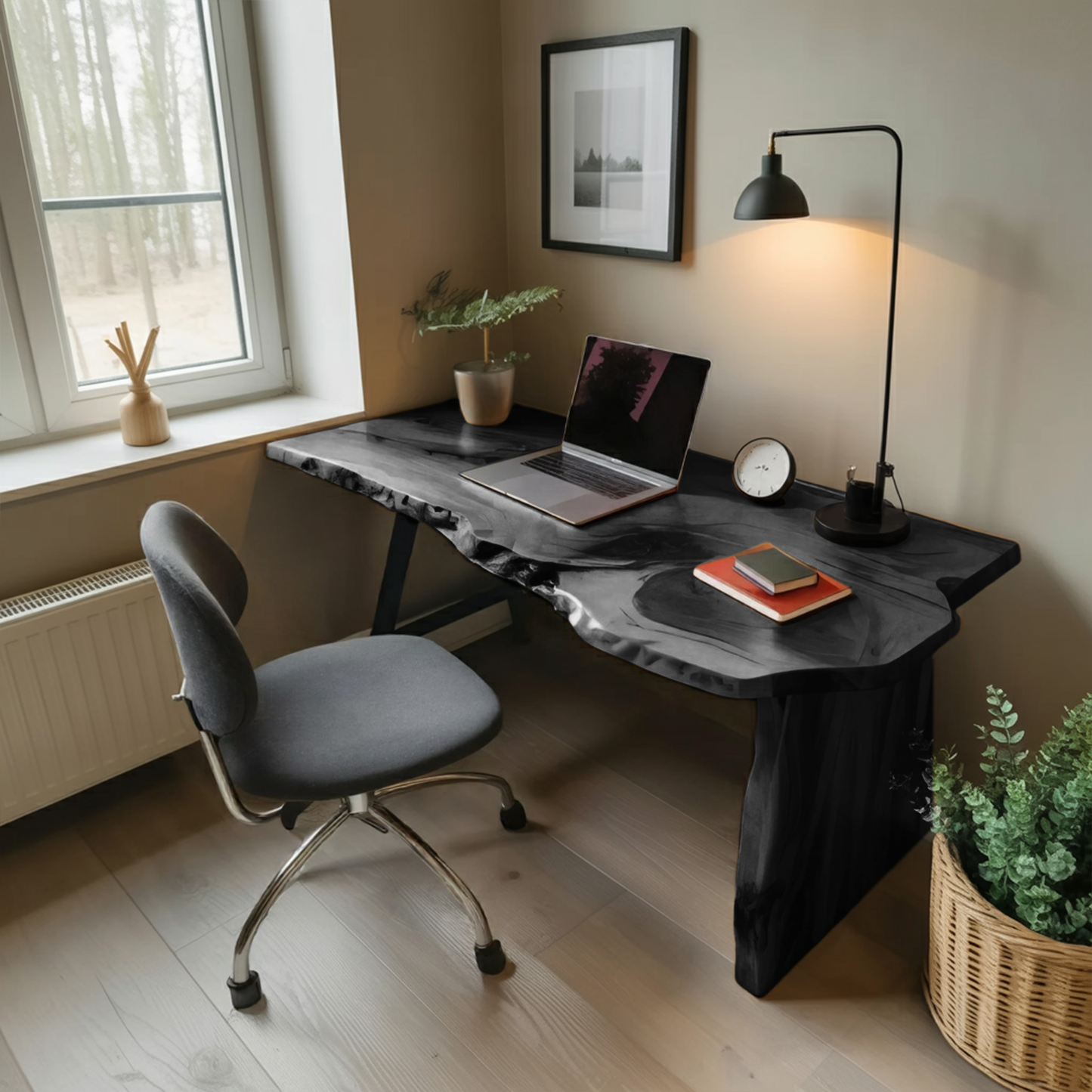 Rustic Office Desk With Live Edge Design For Home Workspace