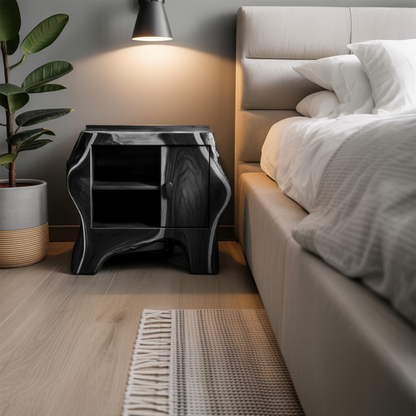 Organic Rustic Nightstand With Storage Cabinet For Bedroom Corner And Interior