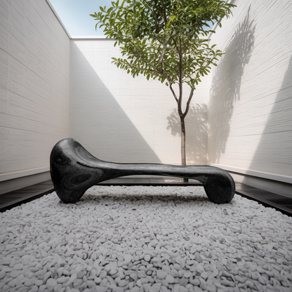 Sculptural Wood Bench For Garden Poolside Or Patio