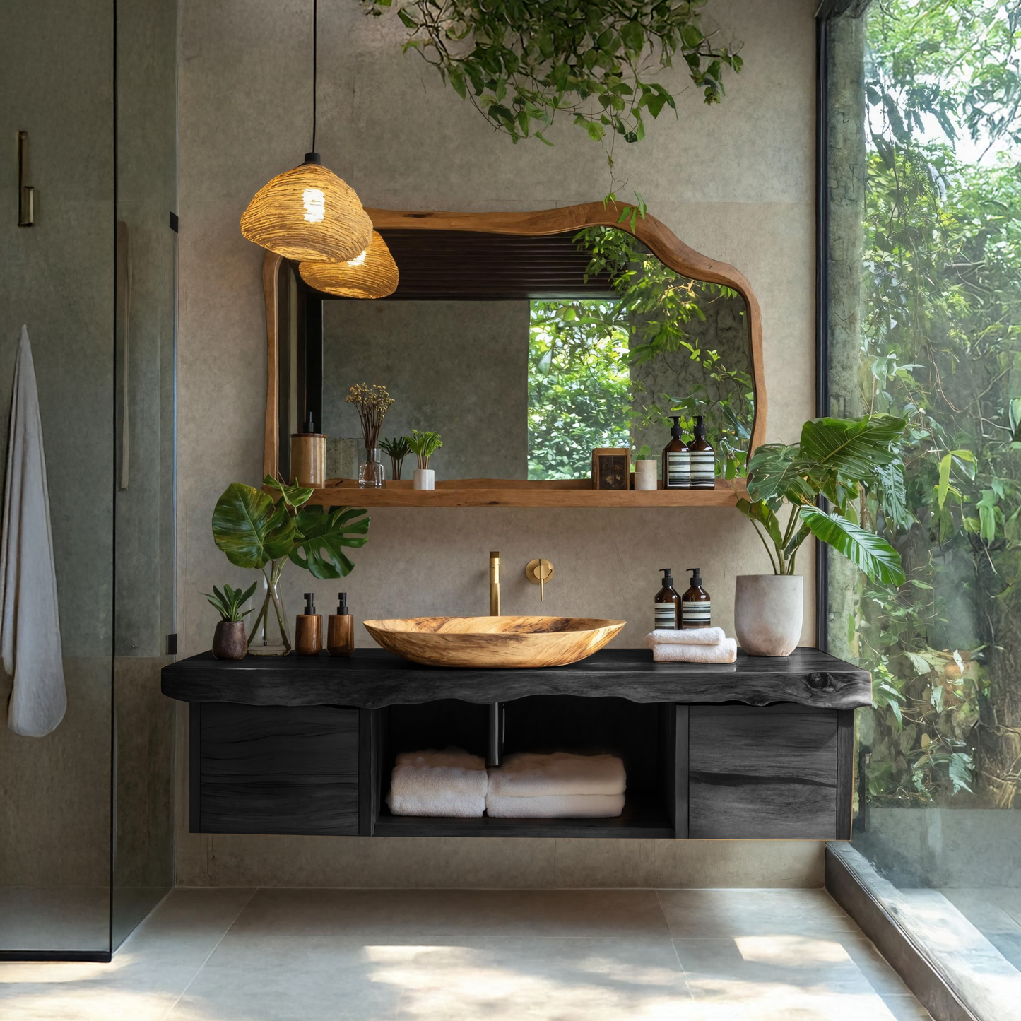 Natural Wood Floating Vanity For Bathroom Upgrade