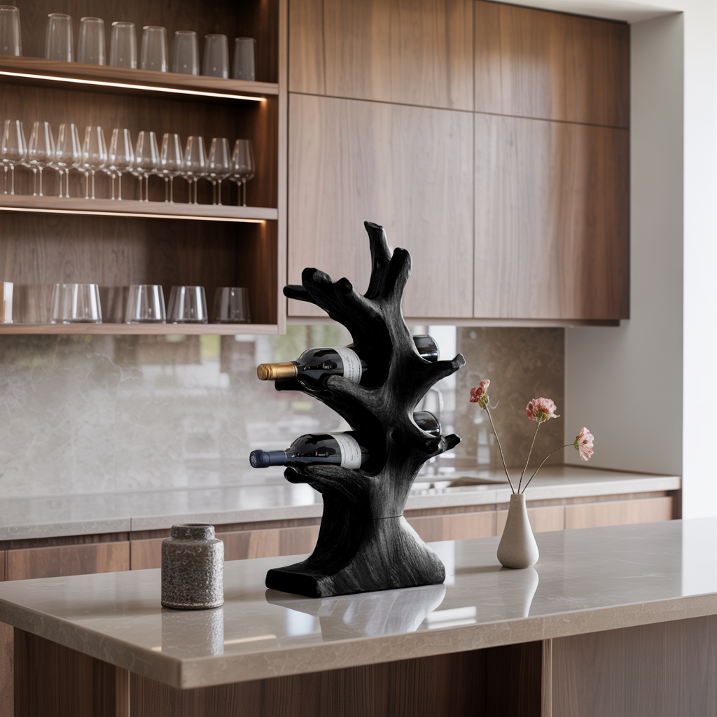 Rustic Wine Stand For Living Room Natural Wood Vibe