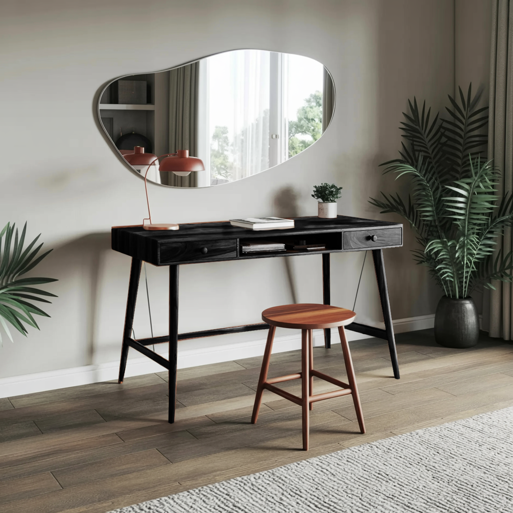 Mid Century Desk With Drawer For Home Office And Workspace