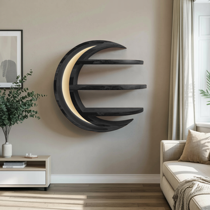 Modern Moon Shelf Crescent Wall Display For Bedroom And Nursery