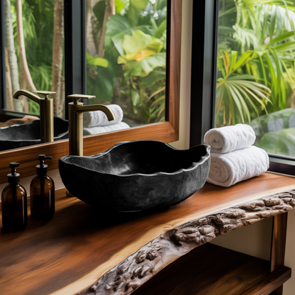 Solid Wood Sink Mid Century Look For Bathroom Interior