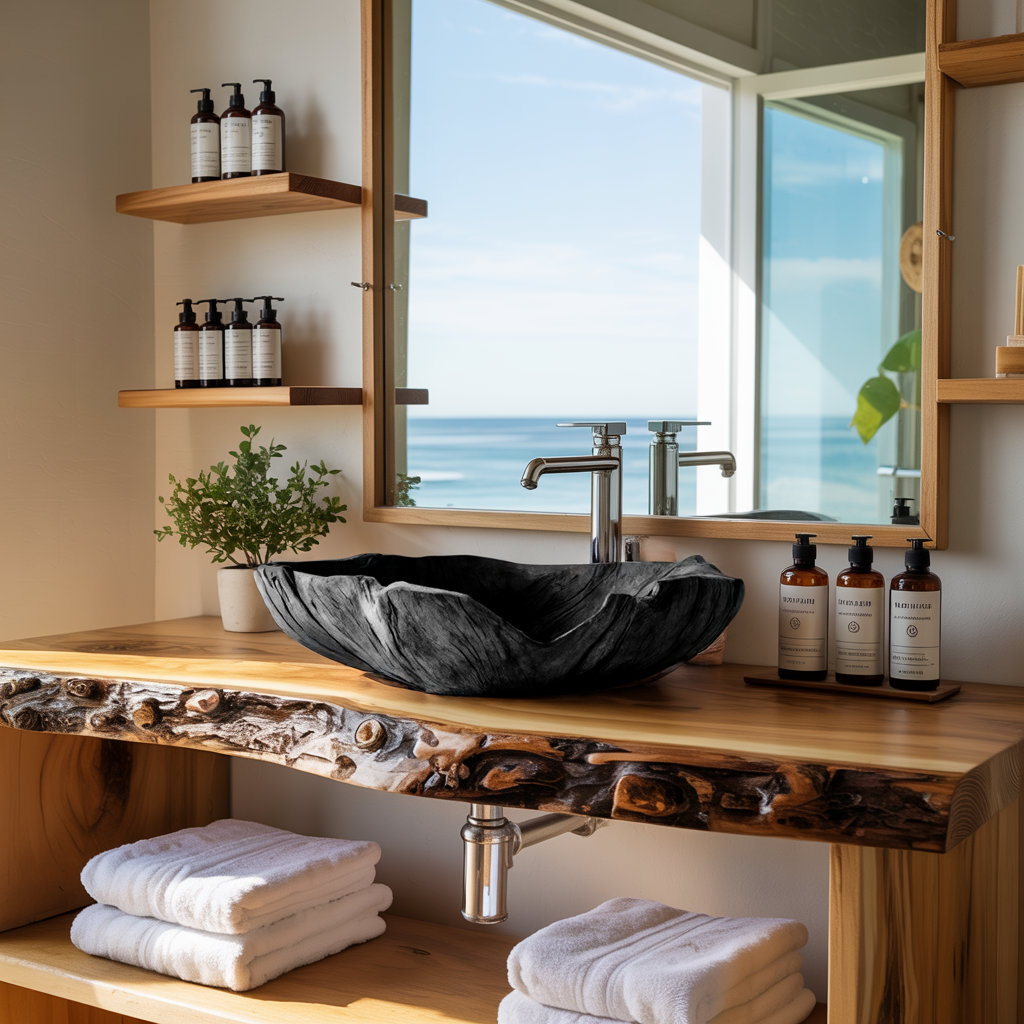 Farmhouse Handcrafted Wooden Vessel Sink For Bathroom