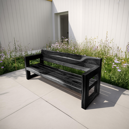 Modern Solid Wood Outdoor Bench With Armrests For Garden Or Entryway
