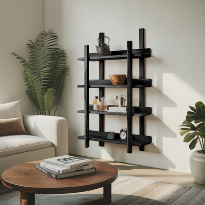 Modern Wall Mounted Shelf Minimalist Floating Book Rack For Bedroom And Living Room