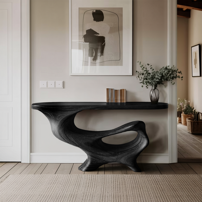 Mid Century Wooden Console Table For Living Room