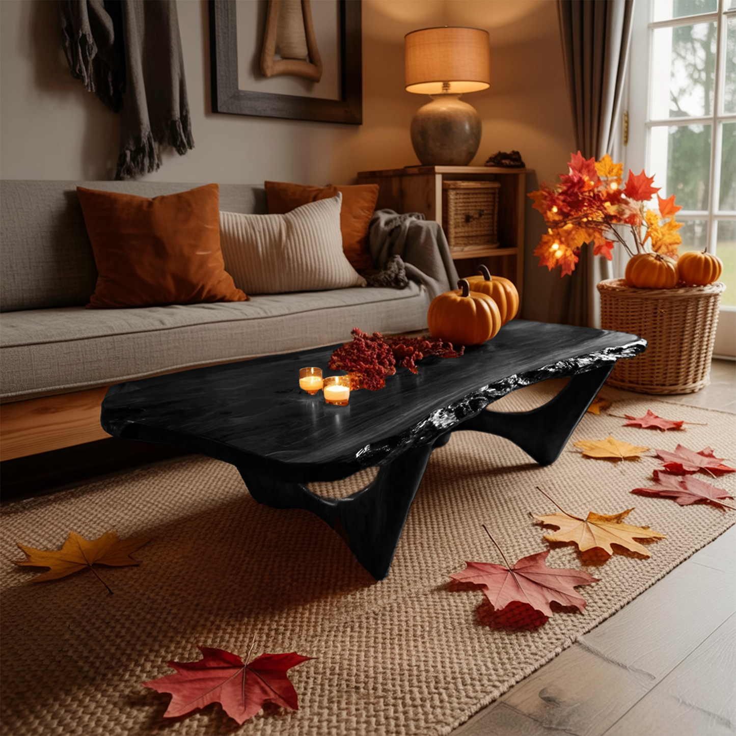 Mid Century Wooden Live Edge Coffee Table Furniture Decor Ghostly Charm