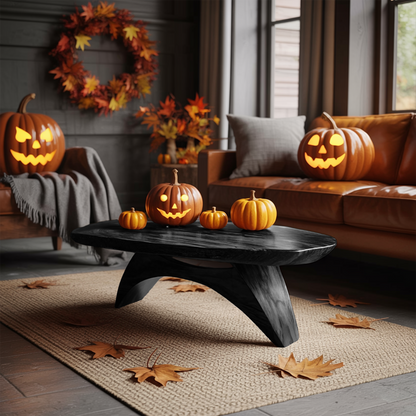 Handcrafted Wooden Live Edge Coffee Table For Living Room Pumpkin Decor