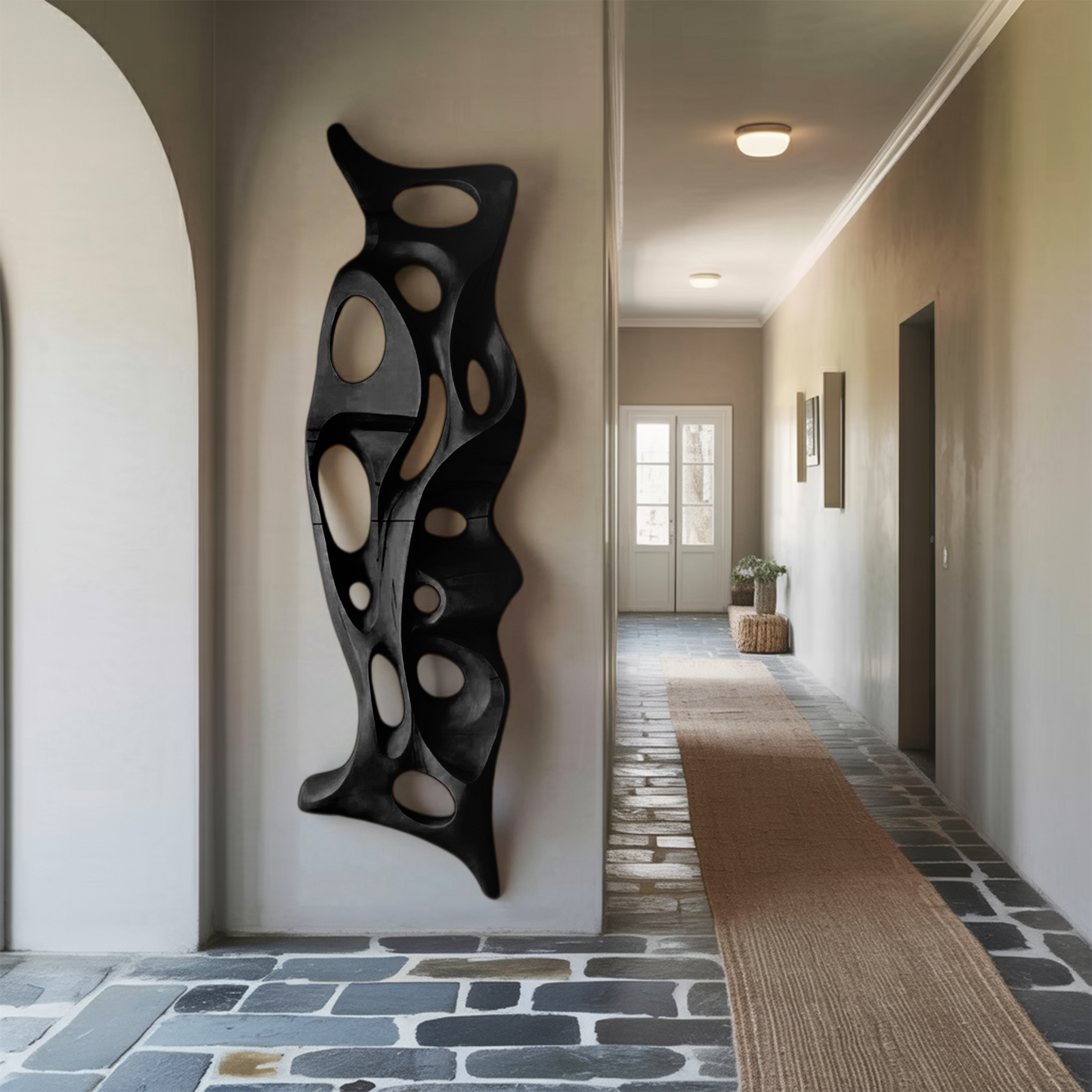 Organic Wall Sculpture Shelf Carved Display Piece For Living Room And Hallway