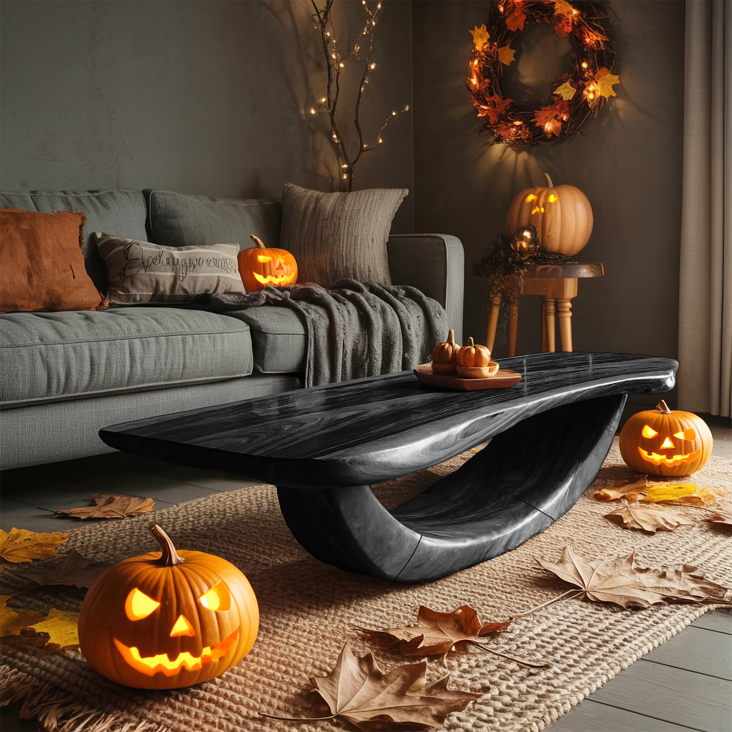 Farmhouse Wooden Live Edge Coffee Table Livingroom Decor Haunted Look