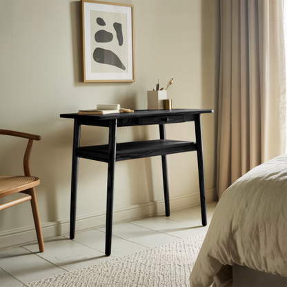 Modern Minimalist Wood Writing Desk With Drawer For Home Office Or Entryway