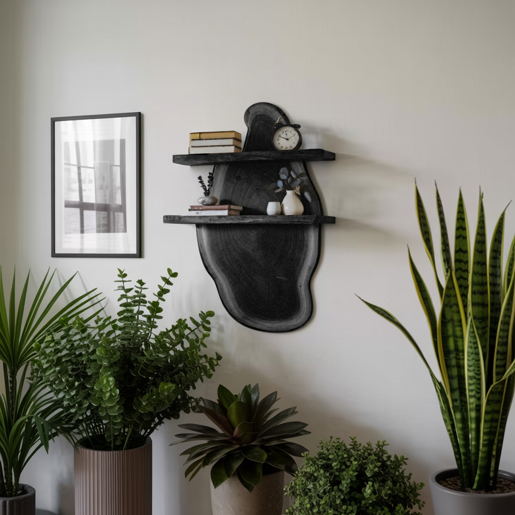 Live Edge Wall Shelf For Bedroom And Workspace Decor