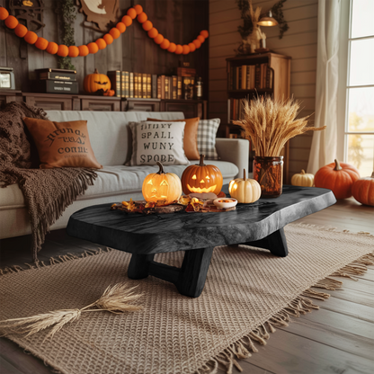 Mid Century Wooden Live Edge Coffee Table For Living Room Haunted Decor