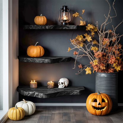 Rustic Wooden Floating Shelf For Furniture Decor And Halloween Wall Storage