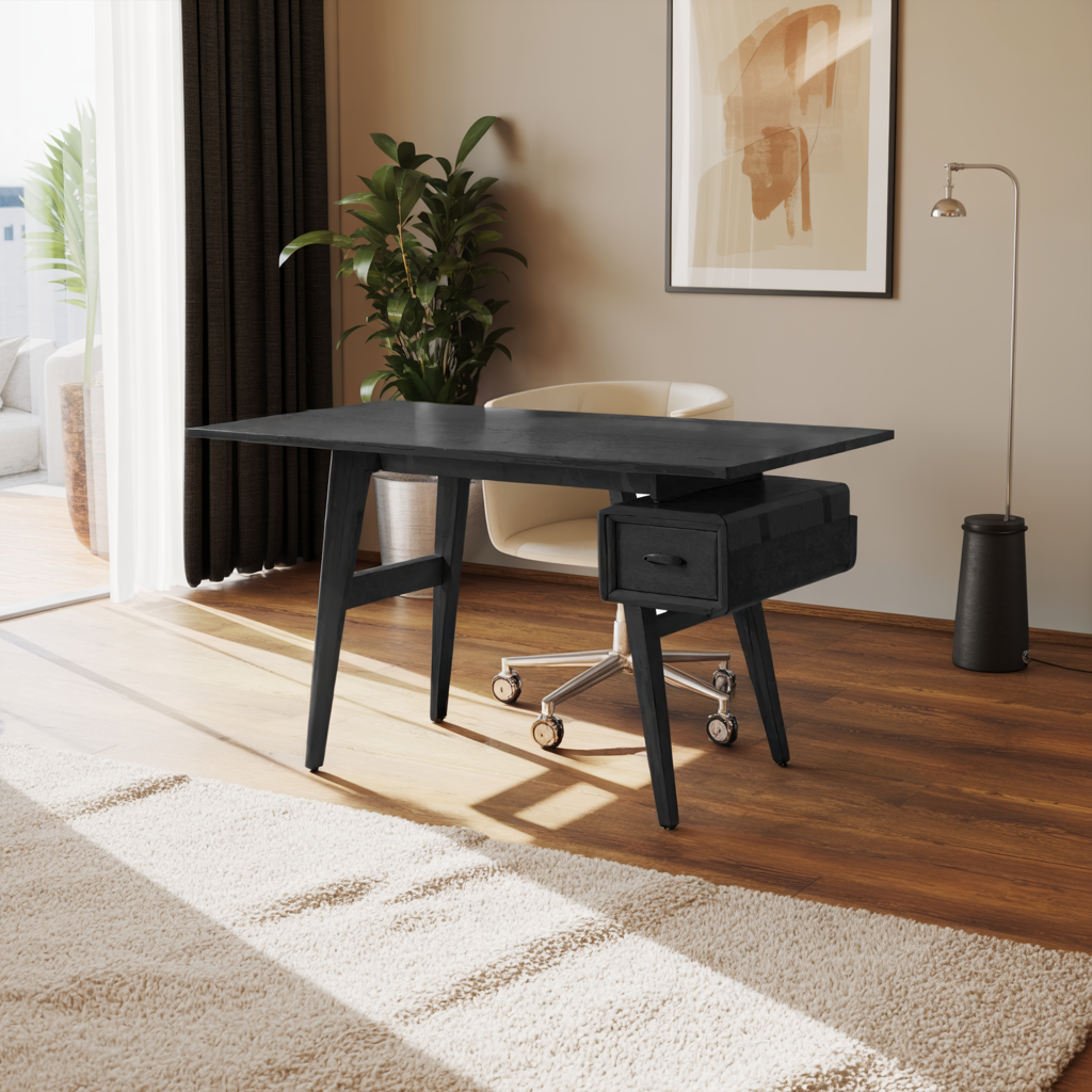 Mid-Century Desk With Drawer For Home Office Space