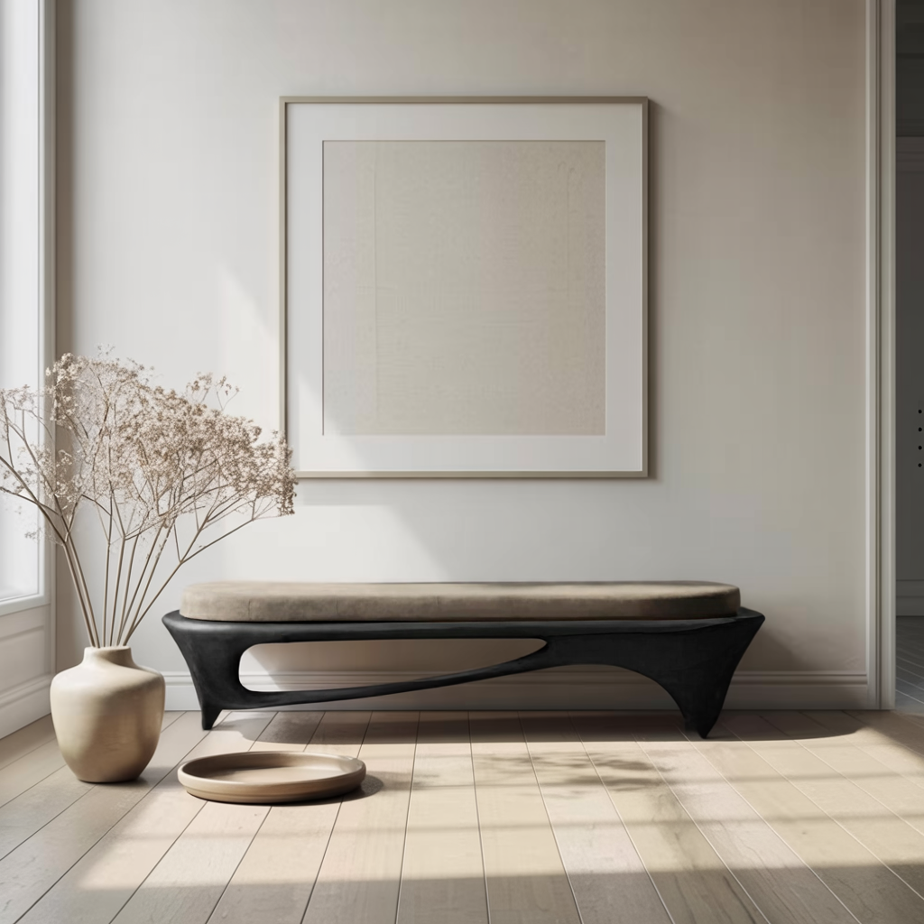 Modern Sculptural Entryway Bench For Living Room