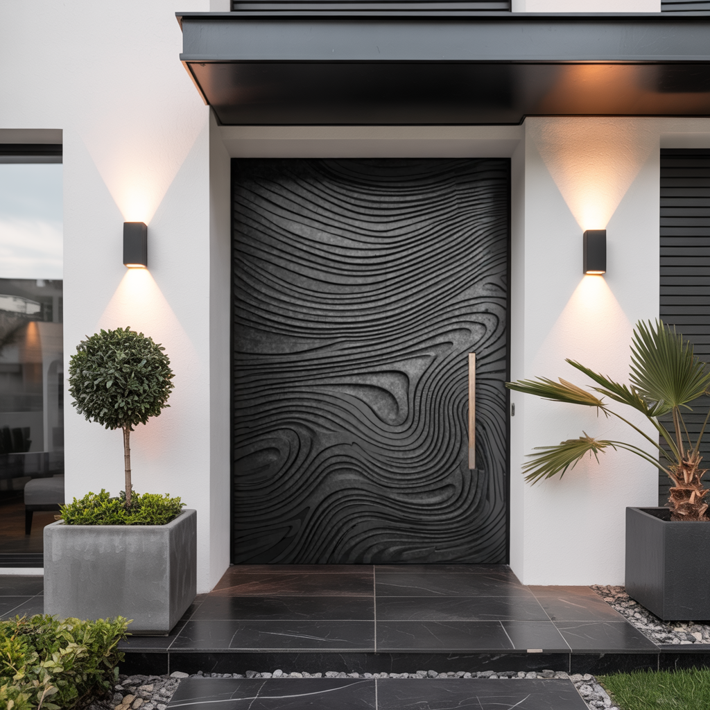Contemporary Sculpted Door For Grand Entryway Or Modern Villa