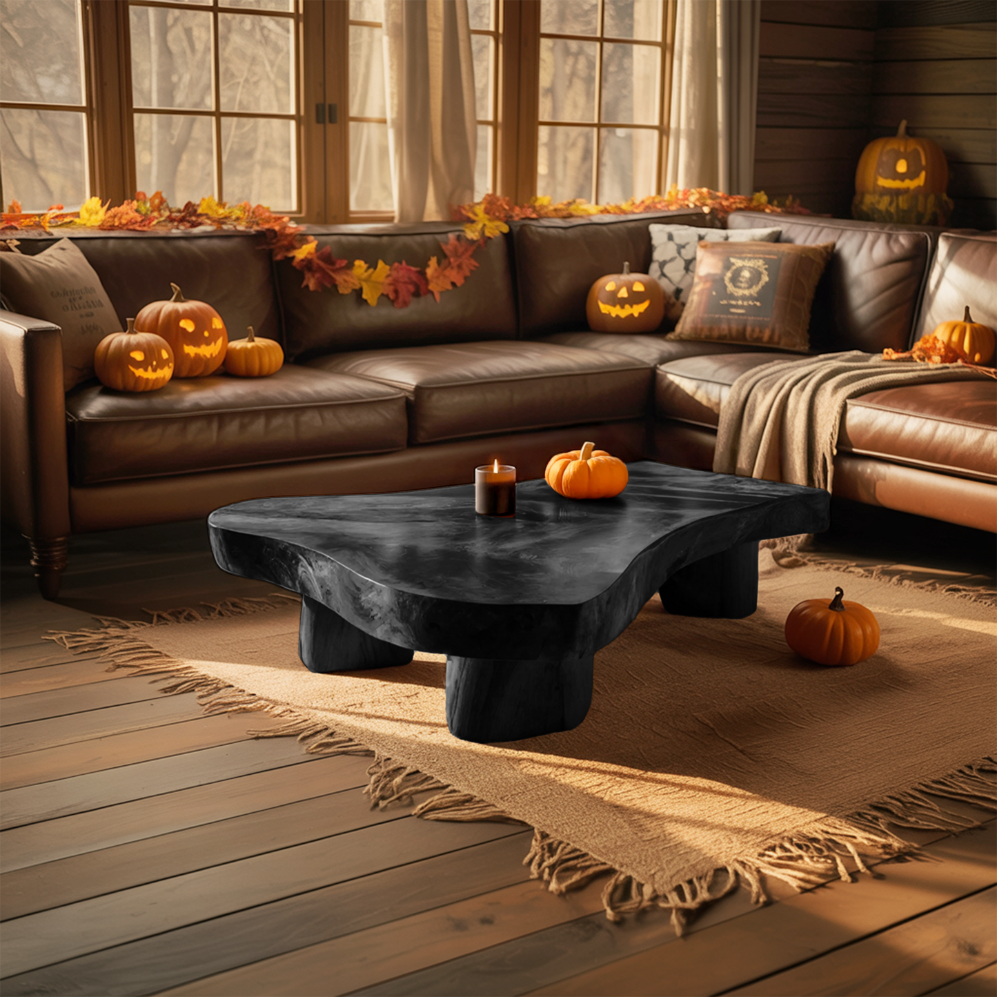 Mid Century Solid Wood Coffee Table Furniture Decor Pumpkin Season