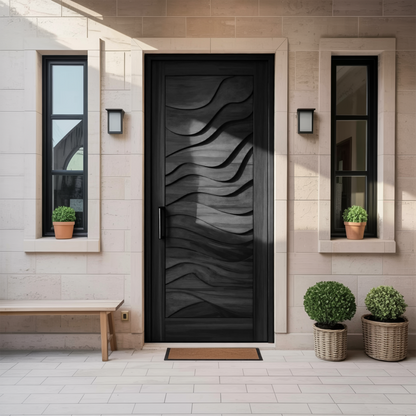 Modern Wave Carved Door Design With 3D Pattern For Hallway And Living Room