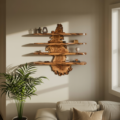 Live Edge Wall Shelf Design For Bedroom Display