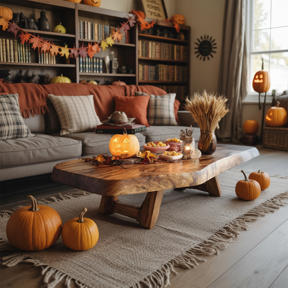 Mid Century Wooden Live Edge Coffee Table For Living Room Haunted Decor