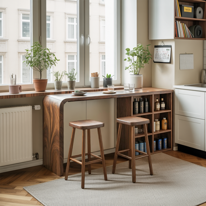 Modern Wooden Bar Table With Storage For Kitchen Or Home Mini Bar