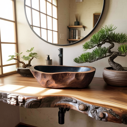 Mid Century Solid Wood Sink For Modern Bathroom Makeover