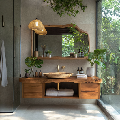 Natural Wood Floating Vanity For Bathroom Upgrade
