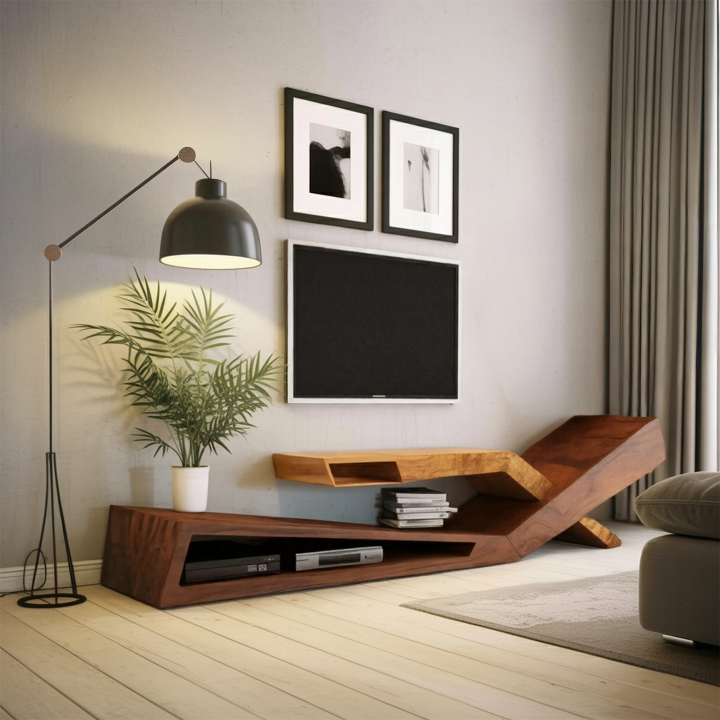 Contemporary Artistic TV Stand Modern Living Room Display