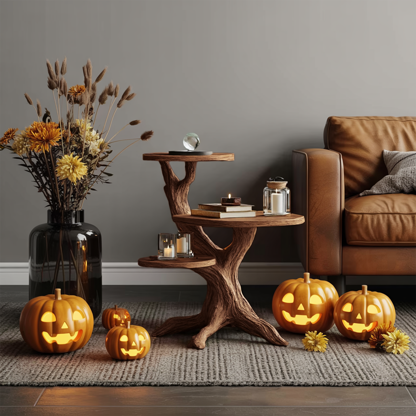 Mid Century Round End Table For Entryway Design Gothic Halloween Decor