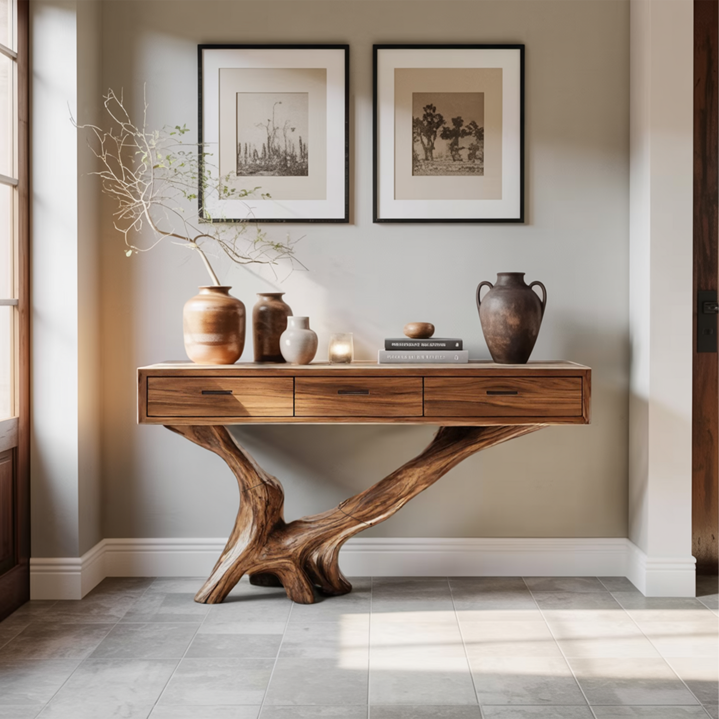 Handcrafted Live Edge Entryway Table For Living Room Modern Farmhouse