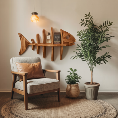 Modern Fish Bone Wall Shelf Nautical Display For Bathroom Kitchen And Beach House